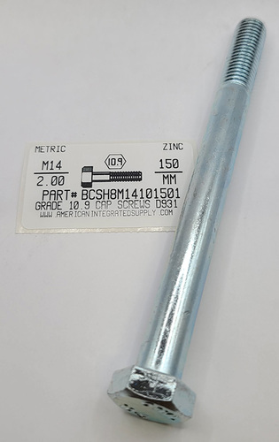 M14-2.00X150MM HEX HEAD CAP SCREW 10.9 STEEL ZINC D931