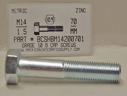 M14-1.50X70mm HEX HEAD CAP SCREW 10.9 STEEL ZINC D960