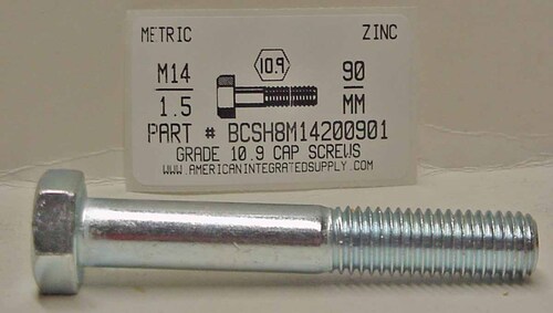 M14-1.50X90mm HEX HEAD CAP SCREW 10.9 STEEL ZINC D960