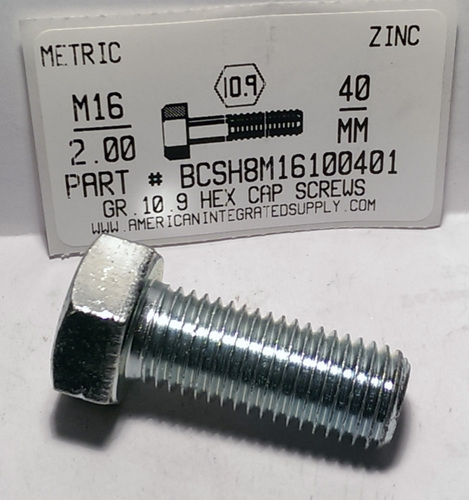 M16-2.00X40mm HEX HEAD CAP SCREW 10.9 STEEL ZINC D933