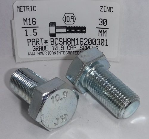 M16-1.50X30MM HEX HEAD CAP SCREW 10.9 STEEL ZINC D961