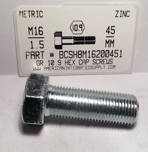 M16-1.50X45mm HEX HEAD CAP SCREW 10.9 STEEL ZINC D961