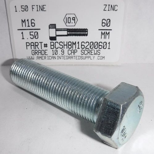 M16-1.50X60MM HEX HEAD CAP SCREW 10.9 STEEL ZINC D961