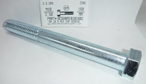 M18-2.50X160MM HEX HEAD CAP SCREW 10.9 STEEL ZINC D931