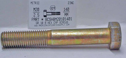 M20-2.50X140mm HEX HEAD CAP SCREW 10.9 STEEL ZINC D931
