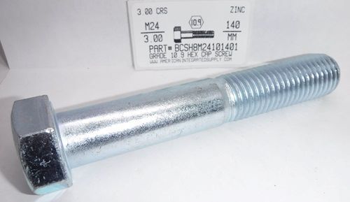 M24-3.00X140MM HEX HEAD CAP SCREW 10.9 STEEL ZINC D931