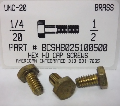 1/4-20X1/2 HEX HEAD CAP SCREW BRASS