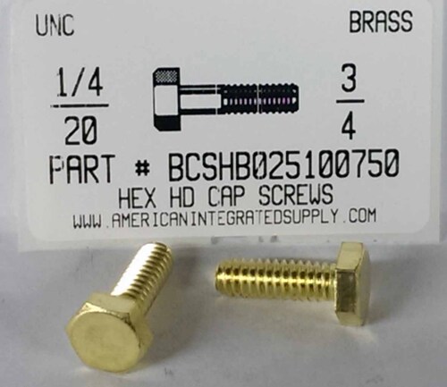1/4-20X3/4 HEX HEAD CAP SCREW BRASS