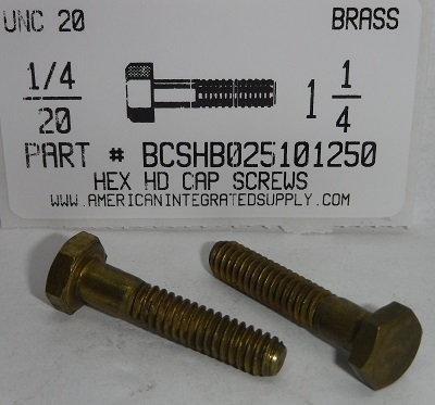 1/4-20X1-1/4 HEX HEAD CAP SCREW BRASS