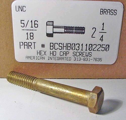 5/16-18X2-1/4 HEX HEAD CAP SCREW BRASS (DISCONTINUED)