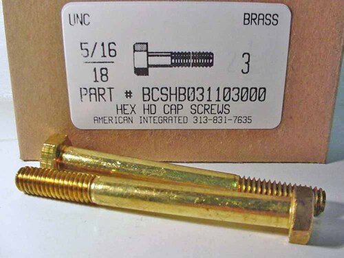 5/16-18X3 HEX HEAD CAP SCREW BRASS