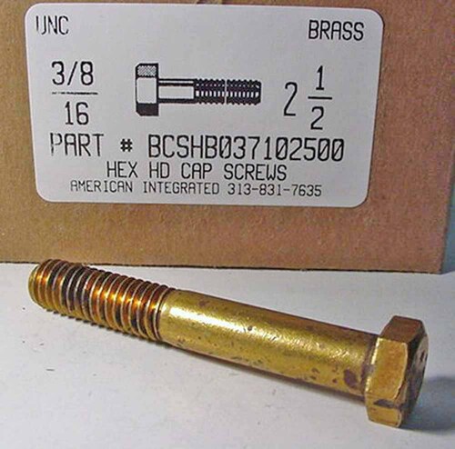 3/8-16X2-1/2 HEX HEAD CAP SCREW BRASS