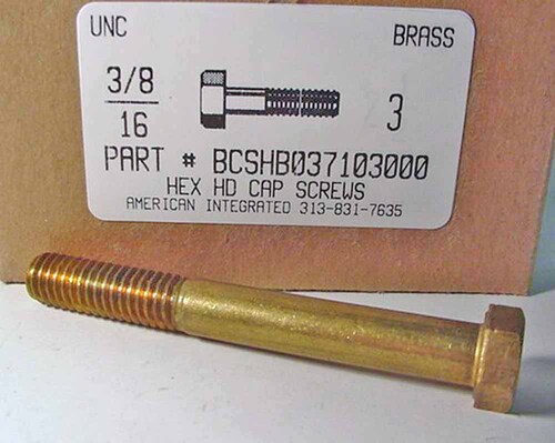3/8-16X3 HEX HEAD CAP SCREW BRASS