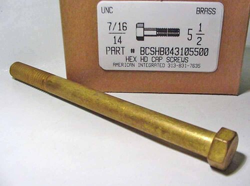 7/16-14X5-1/2 HEX HEAD CAP SCREW BRASS (DISCONTINUED)