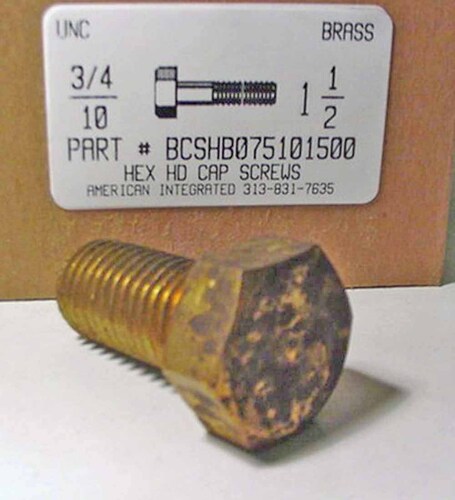 3/4-10X1-1/2 HEX HEAD CAP SCREW BRASS