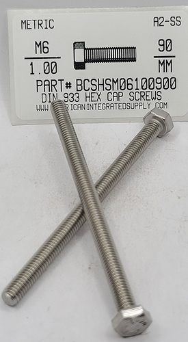 M6-1.00X90MM HEX HEAD CAP SCREW A2 STAINLESS STEEL D933