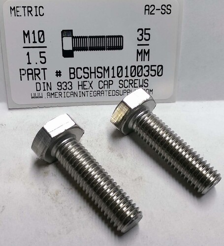 M10-1.50X35mm HEX HEAD CAP SCREW A2 STAINLESS STEEL D933