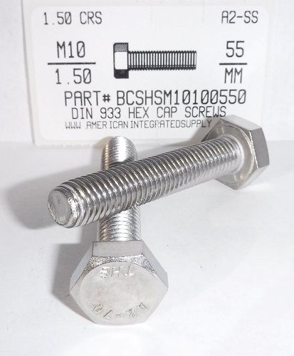 M10-1.50X55MM HEX HEAD CAP SCREW A2 STAINLESS STEEL D933