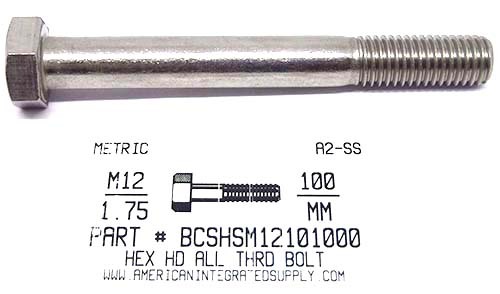 M12-1.75X100mm HEX HEAD CAP A2 STAINLESS STEEL D931