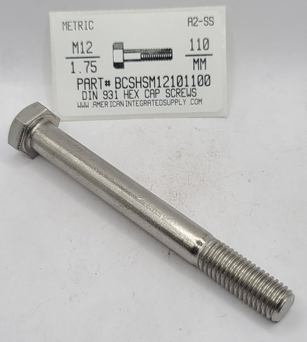 M12-1.75X110mm HEX HEAD CAP A2 STAINLESS STEEL D931
