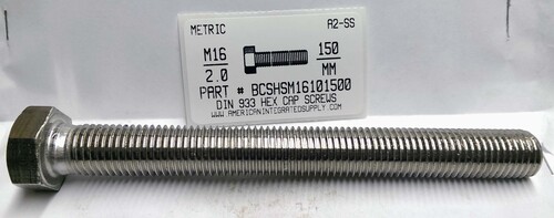 M16-2.00X150MM HEX HEAD CAP SCREW A2 STAINLESS STEEL D933
