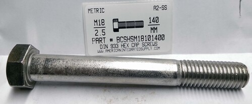 M18-2.50X140mm HEX HEAD CAP SCREW A2 STAINLESS STEEL D931