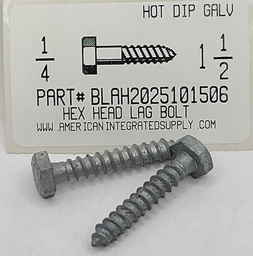 1/4X1-1/2 HEX HEAD LAG BOLT STEEL HOT DIP GALVANIZED