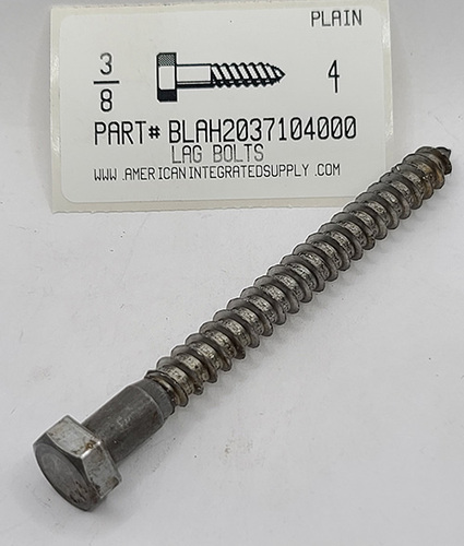 3/8X4 HEX HEAD LAG BOLT STEEL PLAIN