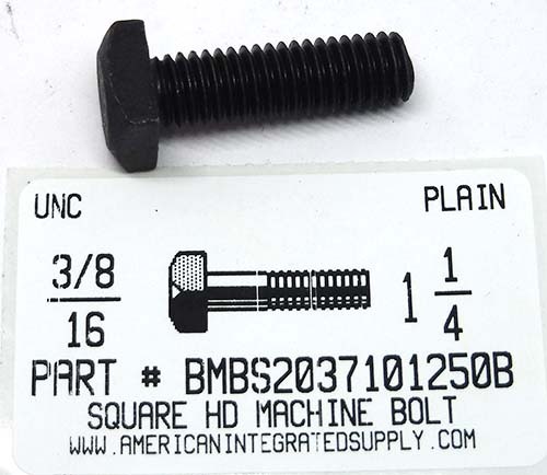 3/8-16X1-1/4 SQUARE HEAD MACHINE BOLT STEEL PLAIN (DISCONTINUED)