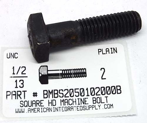 1/2-13X2 SQUARE HEAD MACHINE BOLT STEEL PLAIN