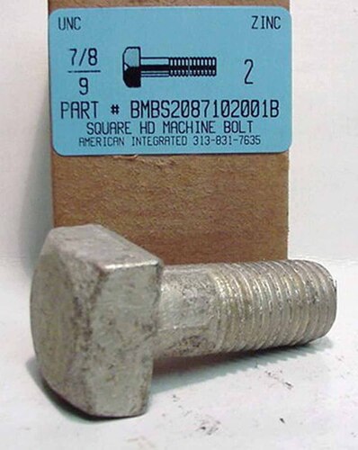 7/8-9X2 SQUARE HEAD MACHINE BOLT STEEL ZINC PLATED (DISCONTINUED)