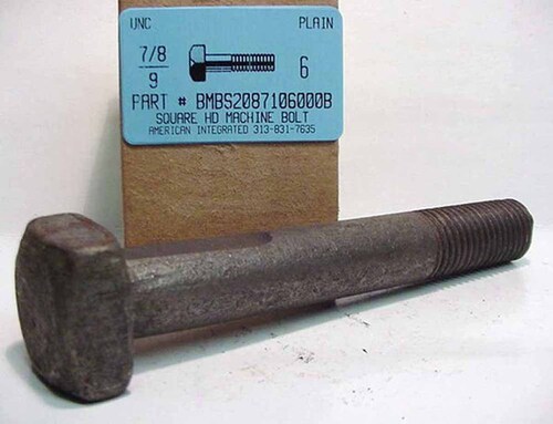7/8-9X6 SQUARE HEAD MACHINE BOLT STEEL PLAIN