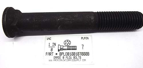 1-8X7 #3 DOME HEAD PLOW BOLT GRADE 8 STEEL PLAIN