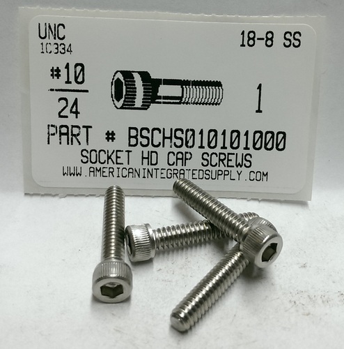 #10-24X1 SOCKET HEAD CAP SCREW 18-8 STAINLESS STEEL