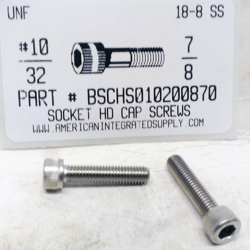 #10-32X7/8 SOCKET HEAD CAP SCREW 18-8 STAINLESS STEEL