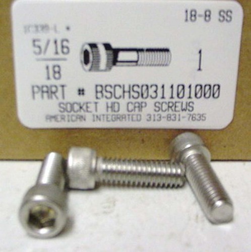 5/16-18X1 SOCKET HEAD CAP SCREW 18-8 STAINLESS STEEL