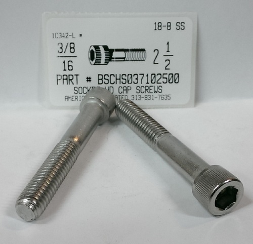 3/8-16X2-1/2 SOCKET HEAD CAP SCREW 18-8 STAINLESS STEEL