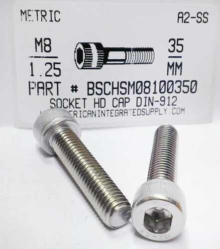 M8-1.25X35MM SOCKET HEAD CAP SCREW A2 STAINLESS STEEL D912