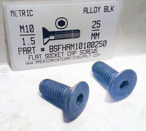 M10-1.50X25mm FLAT HEAD SOCKET CAP SCREW 10.9 STEEL BLACK D7991