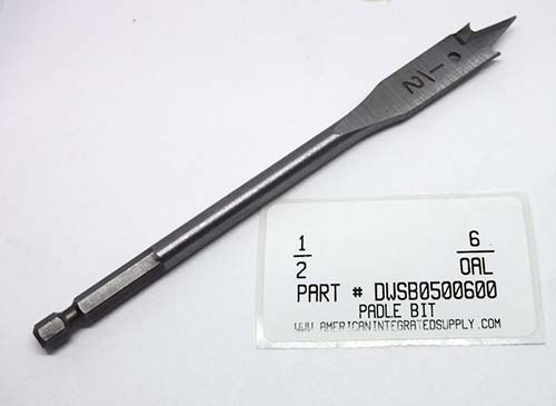 1/2X6-1/4 WOOD SPADE BIT 1/4" HEX SHANK