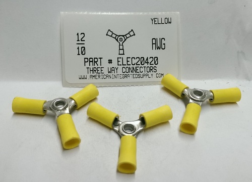 THREE WAY 12-10 GAUGE VINYL INSULATED SOLDERLESS TERMINAL