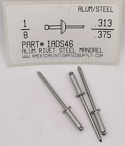 1/8 BLIND RIVET .313-.375 GRIP ALUMINUM RIVET STEEL MANDREL
