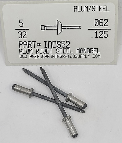 5/32 BLIND RIVET .062-.125 GRIP ALUMINUM RIVET STEEL MANDREL (DISCONTINUED)