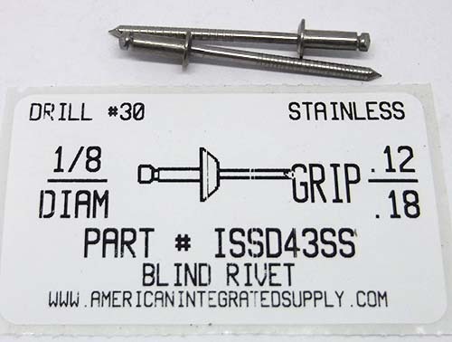 1/8 BLIND RIVET.125-.187 GRIP STAINLESS RIVET STAINLESS MANDREL