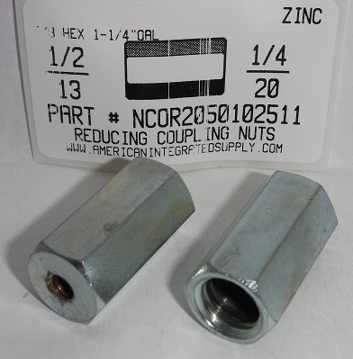 1/2-13X1/4-20 REDUCING COUPLING NUT STEEL ZINC PLATED (DISCONTINUED)
