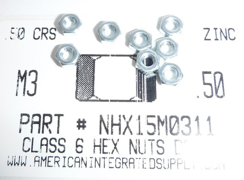 M3-.50 FINISHED HEX NUT CLASS 6 STEEL ZINC PLATED D934