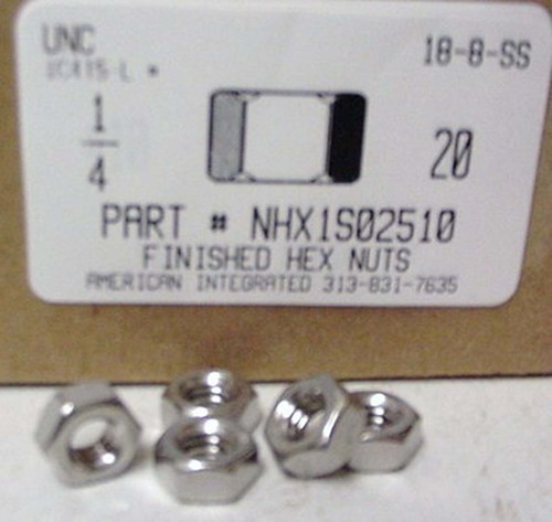 1/4-20 FINISHED HEX NUT 18-8 STAINLESS STEEL