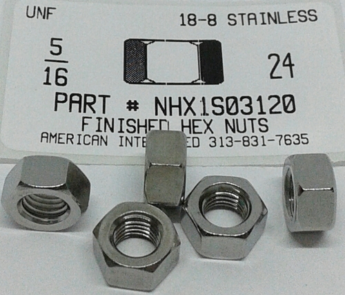 5/16-24 FINISHED HEX NUT 18-8 STAINLESS STEEL