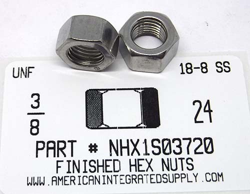 3/8-24 FINISHED HEX NUT 18-8 STAINLESS STEEL