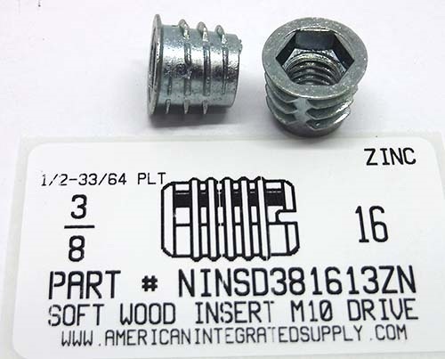 3/8-16 SOFT WOOD INSERT ZINC A 1/2-33/64 PLT .512